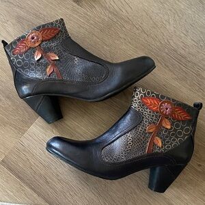 L’Artiste Spring Step Parfum Womens Black Leather Ankle Boots Booties Size 40